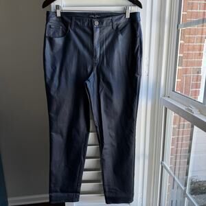 SUSAN GRAVER JEANS Pants Womens 14 Blue Gray Coated Stretch Skinny Ankle